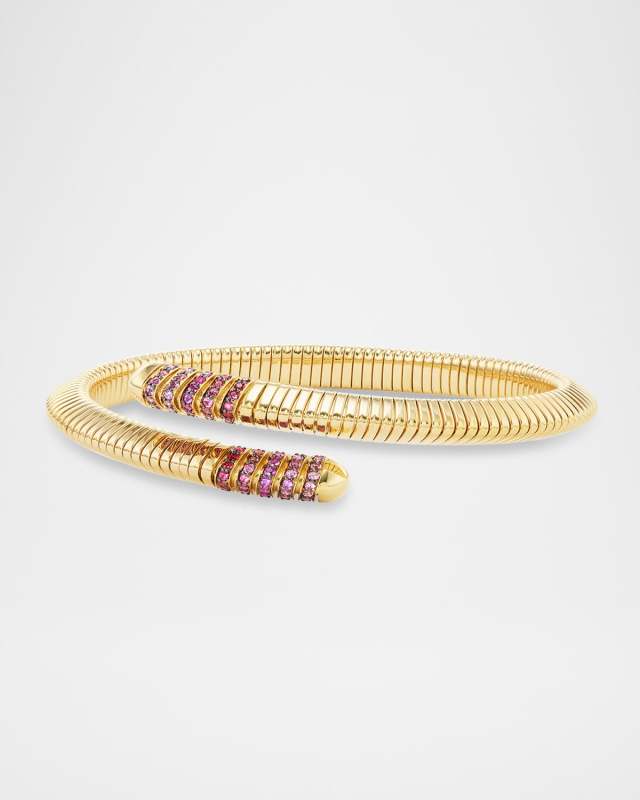 18K Tri Tubogas Bracelet with Pink Sapphires